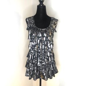 Black and silver layered stretchy shirt.